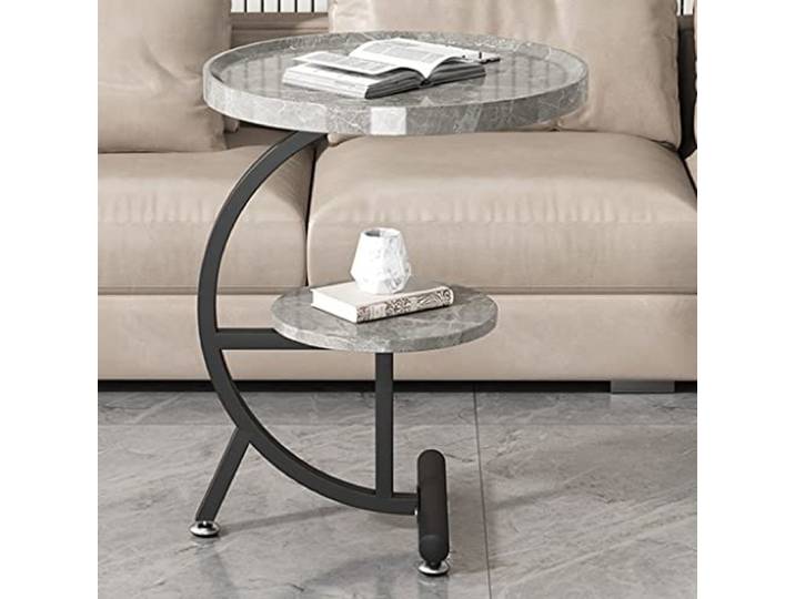 XDgfjrCGKJ 2-stufiger runder Beistelltisch mit Stauraum(/Gray,40cm)