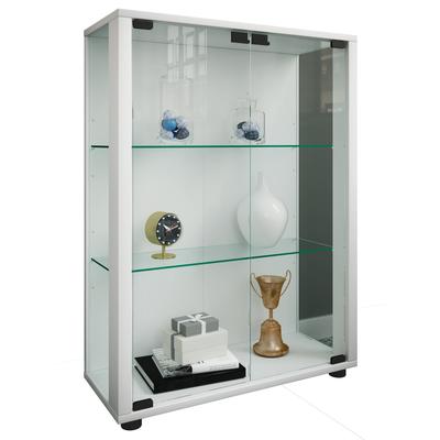 Standvitrine VCM "Holz Glas Stand Vitrine Sammelvitrine Sintalo", weiß, B:60cm T:25cm, Obermaterial: 100% Holz Wood., Schränke, Standvitrine