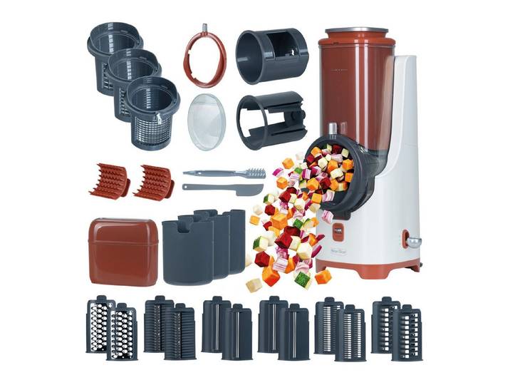 Genius Gemüseschneider Nicer Dicer Electro PRO Set 32-tlg., terracotta, Gemüseschneider, 80 W, Präzise und gleichmäßige Ergebnisse in Sekundenschnelle