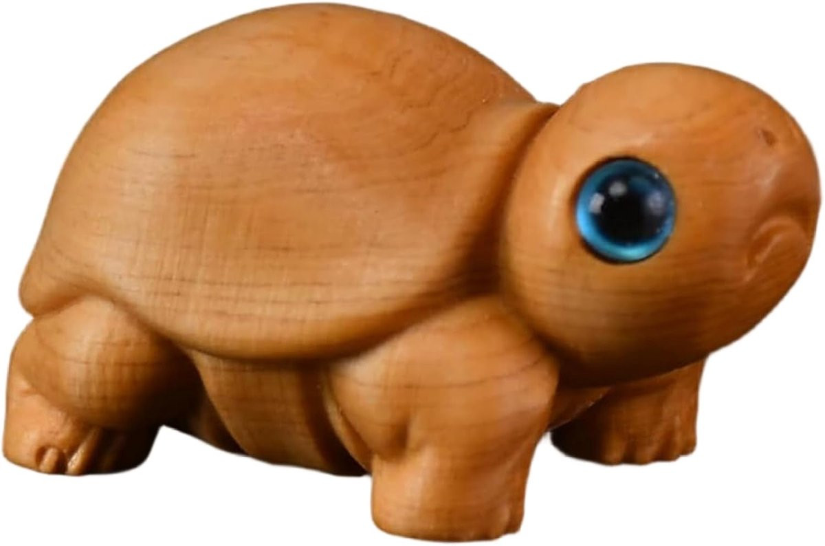 Mini houten schildpadden beeldjes met blauwe ogen voor decoratie