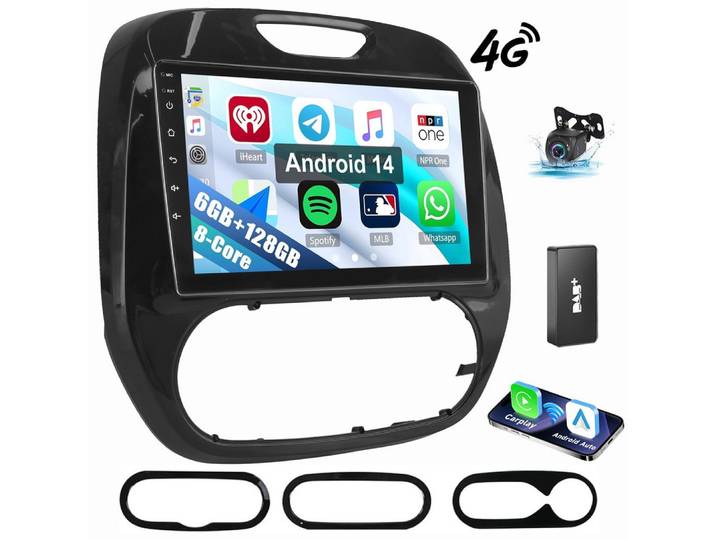 ESSGOO 8-Kern CarPlay Für Renault Captur 2013-2019 6+128GB Carplay Autoradio (Digitalradio (DAB), RDS, FM, AM, Carplay Android Auto GPS Navi WIFI BT 4G LTE)