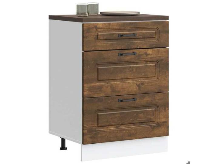 Luxueux Best* Armoire de cuisine - Armoire basse/meuble bas d'évier Kalmar chêne fumé bois d'ingénierie Juin72473439