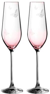 Royal Albert Miranda Kerr Stemware Pink Flute Glasses, Set of 2