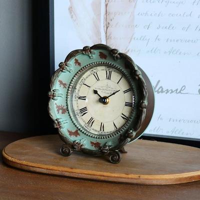 Value Selection Vintage Roman Numeral Tabletop Clock With Distressed Pewter Floral Frame Vintage Roman Numeral Tabletop Clock With Distressed Pewter Floral Frame