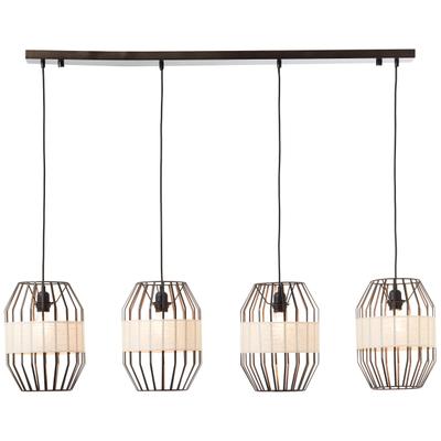 BRILLIANT Pendelleuchte "Slope", schwarz (schwarz, natur), 4, H: 120cm, 1 Stk., Leuchten, 4flg schwarz/natur, Pendelleuchte