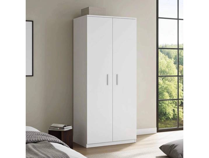 Kleiderschrank Zenit SZ2D, Drehtürenschrank Schlafzimmerschrank mit zwei Türen (Farbe: Weiß)