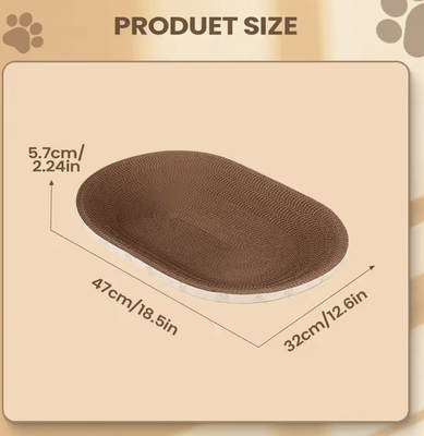 Inspire Curations Oval Corrugated Cat Scratcher Bed & Lounge 47x32cm