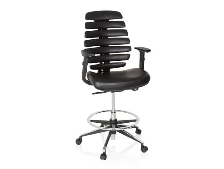 hjh OFFICE 714602 Ergo Line II Work Chaise de Travail en Cuir avec Repose-Pieds Hauteur réglable Noir