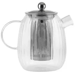 Vialli Design Tulpenförmiger Krug mit Edelstahl-Siebeinsatz, matt silber, 1 l, Serviergefässe, Silber