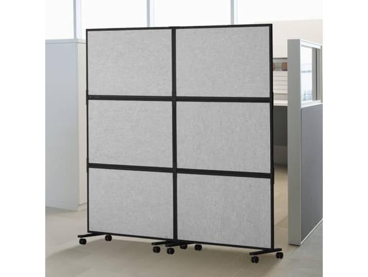 VEVOR Raumteiler Trennwand Paravent Schallschutzwand Doppelpanel, tragbare Bürotrennwand mit Polyester und Stahlkabinenwand, Raumtrenner (171 x 39 x 186 cm), Grau