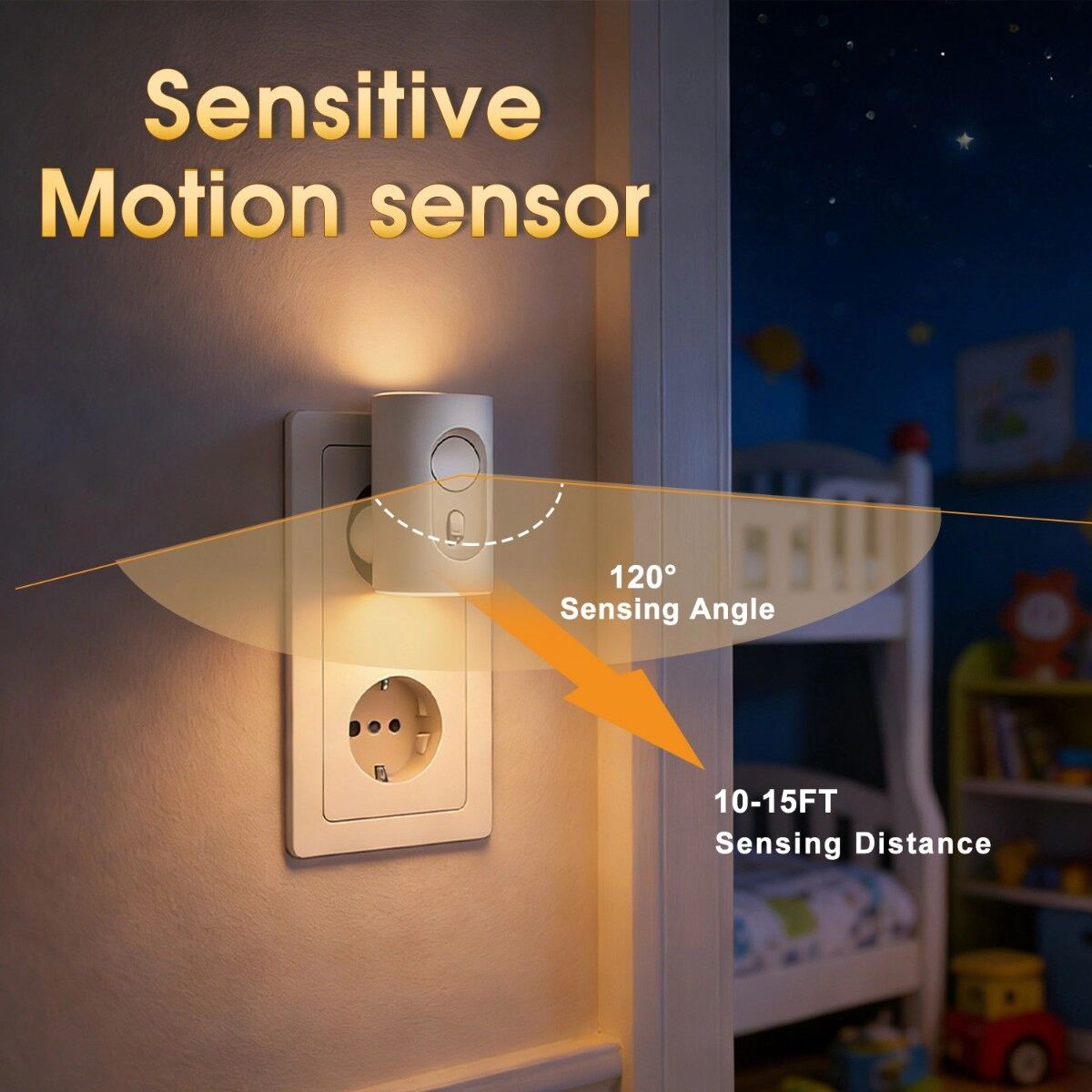 INF Lampe détecteur de mouvement rechargeable à double tête - Dimmable 30%/60%/100%, 500mAh, capteur 120°, détection 10-15ft Blanc