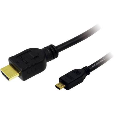 LogiLink HDMI Anschlusskabel HDMI-A Stecker, HDMI-Micro-D Stecker 1.00 m Schwarz CH0030 4K UHD HDMI-Kabel