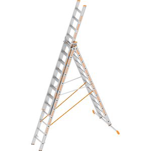 Layher Mehrzweckleiter Topic 1041, 3-teilig, mit 2 x 12 Sprossen + 1 x 12 Stufen