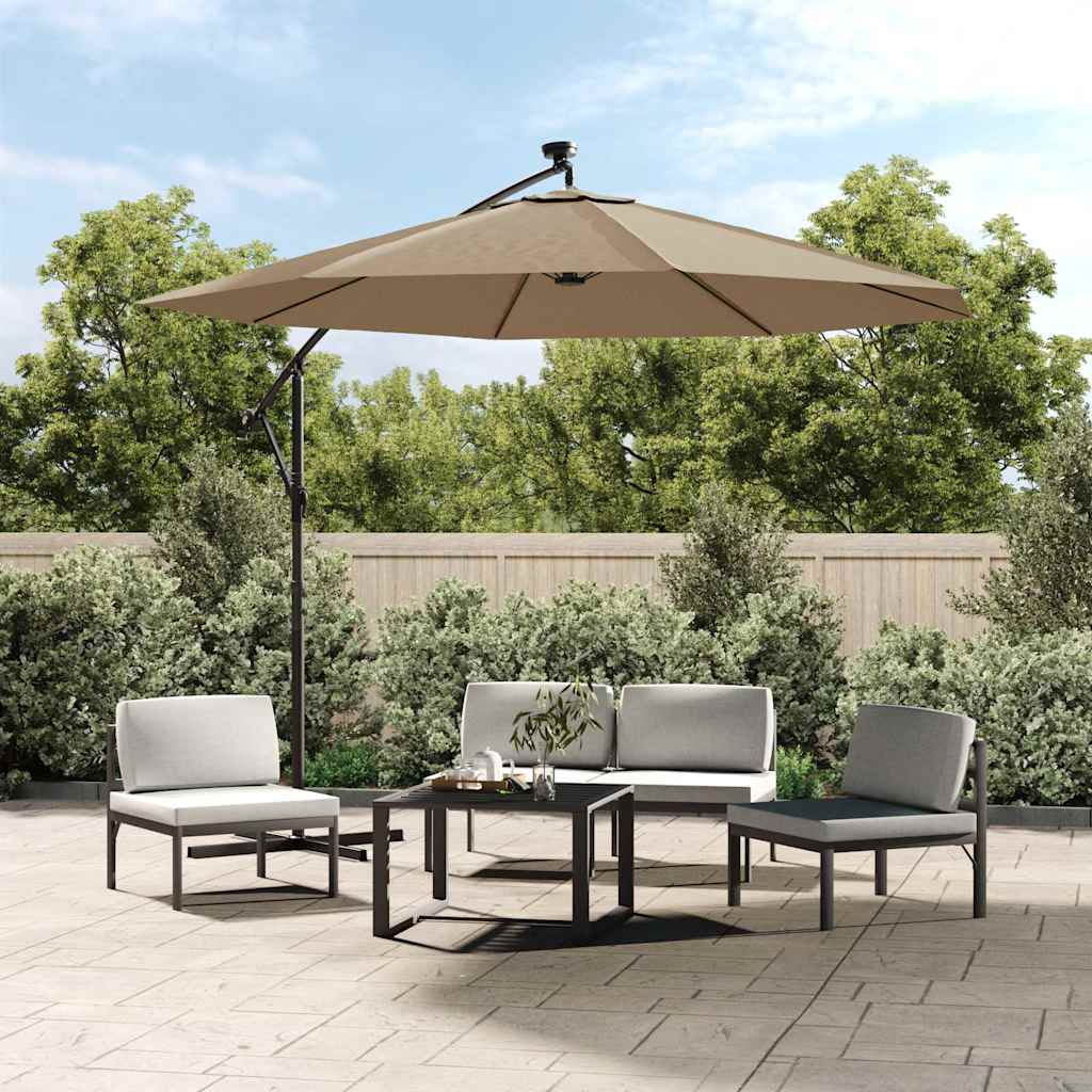 vidaXL Tela de Repuesto para Sombrilla de Jardín Taupe 350 cm Gris Topo