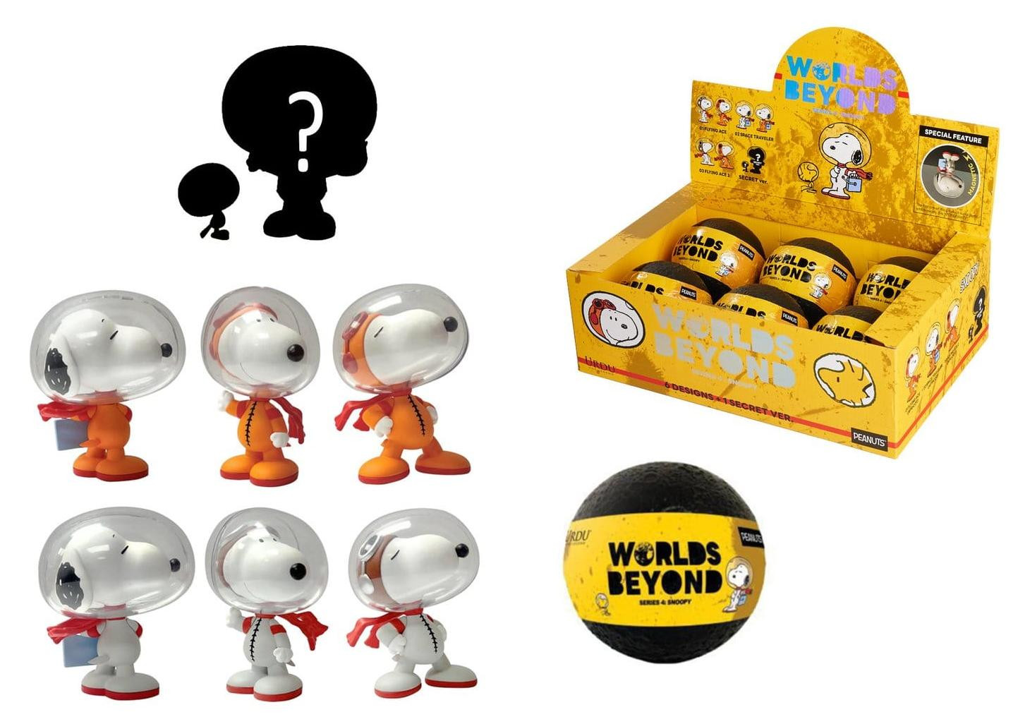 Simba Peanuts Snoopy Werelden voorbij figuurtjes met kapsel display set van 6 stuks