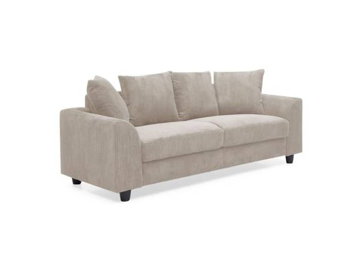 Menzzo Canapé Contemporain 3 Places Mozart – Velours côtelé Beige – Canapé Design Moderne avec Assise Profonde et Coussins Confortables