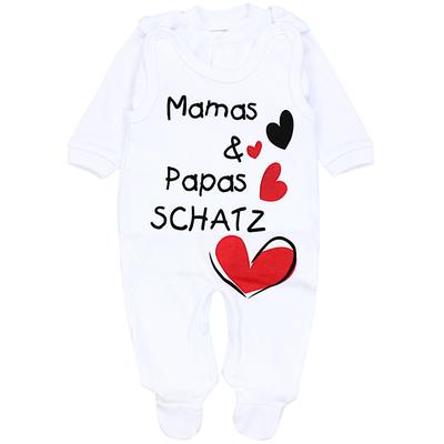 Strampler TUPTAM "Strampler Baby Strampler Set mit Spruch", Mädchen, Gr. 56, N-Gr, weiß (weiß, mamas papas schatz), Obermaterial: 100% Baumwolle CO., Overalls