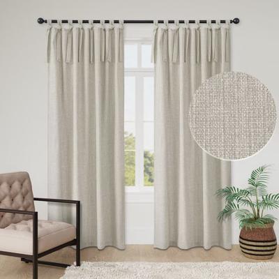 Awesome Home Linen Texture Tie Top Room Darkening Curtain Pair(2 panels)