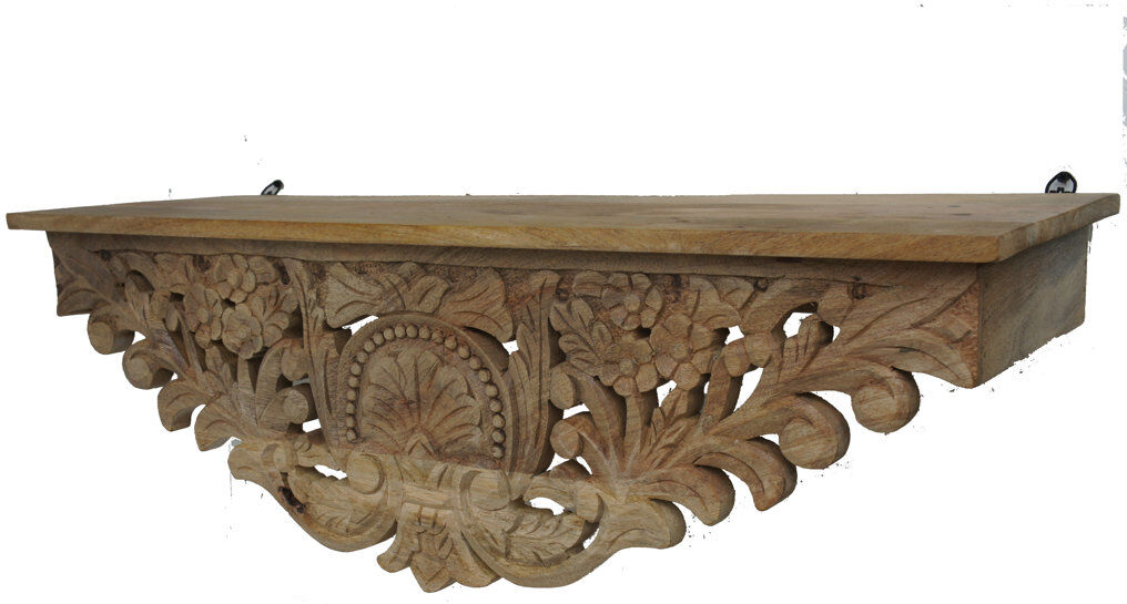 Latitude Vive Bauza Mango Solid Wood Floating Shelf Beige 30cm H X 90cm W X 30cm D