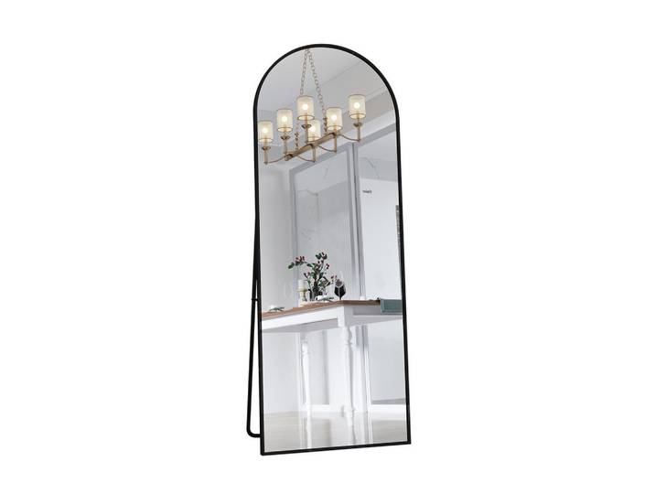 Standspiegel 162x53 cm- Rund, Standspiegel, Wandmontage, Schwarz, Glas, 53x162x162 cm, Spiegel, Standspiegel