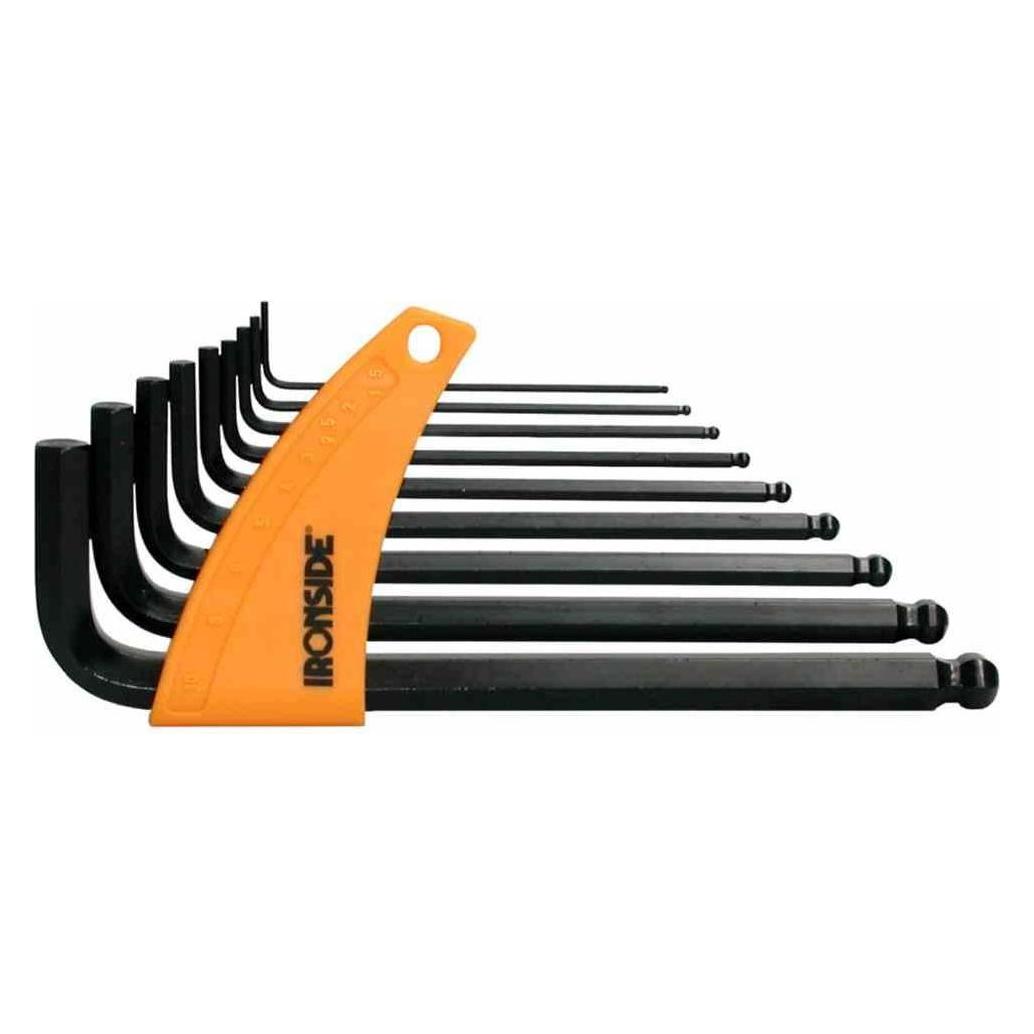 Ironside Stiftschlüssel-Set 9-teilig mit Kugelkopf SW1,5/2/2,5/3/4/5/6/8/10 (114008)