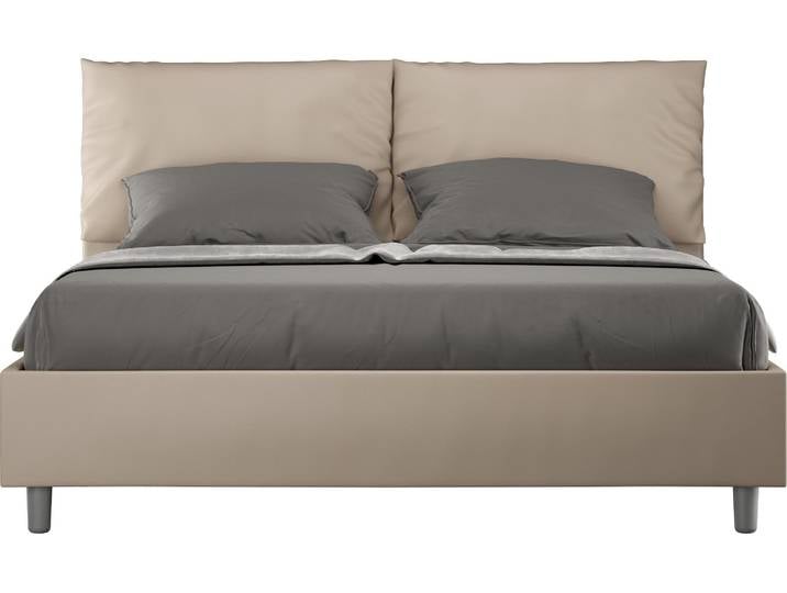 ITYHOME - Lit coffre rembourré 160x210 similicuir taupe Antea