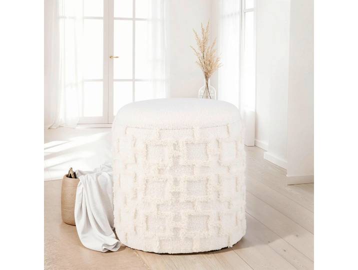 Livetastic Hocker, Creme, rund, 40x45x40 cm, Stauraum, Wohnzimmer, Hocker, Sitzhocker