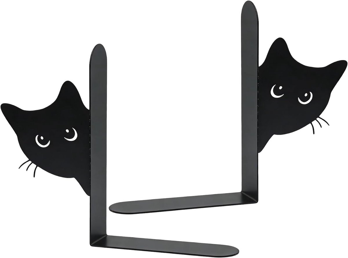 Boekensteunen Katten - Set van Boekhouders - Zwart - Verzwaarde Metalen Constructie - Ondersteunt tot 4 kg