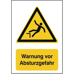 Brady, Sicherheitskennzeichnung, ISO 7010 PIC W008 B-7525 ISO 7010 Zeichen - Warnung vor Absturzgefahr Aluminium Schwarz