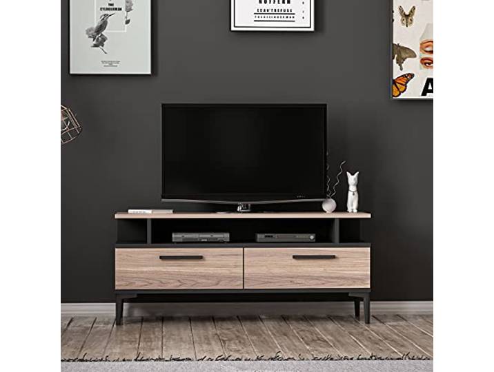 Homemania TV-Schrank, Melamin Spanplatte, Schwarz, Holz