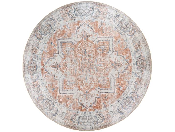 Teppich Tivaro blau/orange Paisleymuster Polyester 200 x 200 cm - Teppich