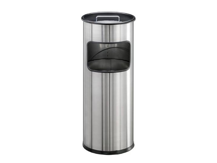 DURABLE Papierkorb Papierkorb mit Ascher EDELSTAHL - Ø260 x 620 mm 17 l metallic silber.
