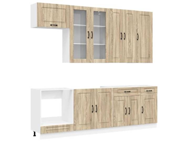 Favemtsl Küchenzeile 8-teilig Kalmar Einbauküche Schrank Set Sonoma-Eiche Praktisches 8-teiliges Küchenmöbel-Set aus Holzwerkstoff mit Wandbefestigung und verstellbaren Füßen für jede Küche.
