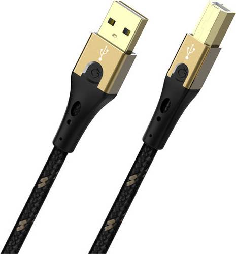 Oehlbach USB-Kabel USB 2.0 USB-A Stecker, USB-B Stecker 2.00m Schwarz/Gold D1C9542