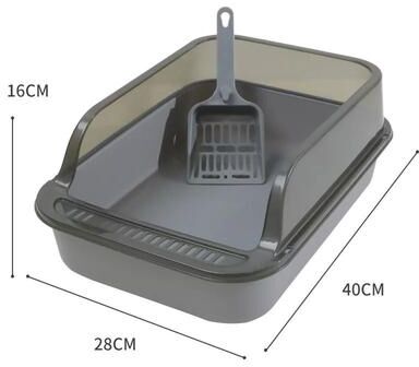 Uplifted Finds Semi Enclosed Splashproof Cat Litter Box Open Top Kitty Sandbox Tray With Free Litter Scoop gray