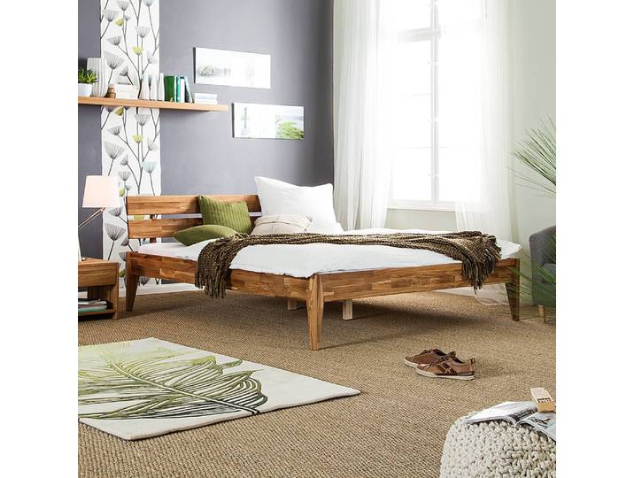 Massivholzbett JillWOOD 180 x 200cm Massivholz Eiche, geölt Braun/Eiche Eiche