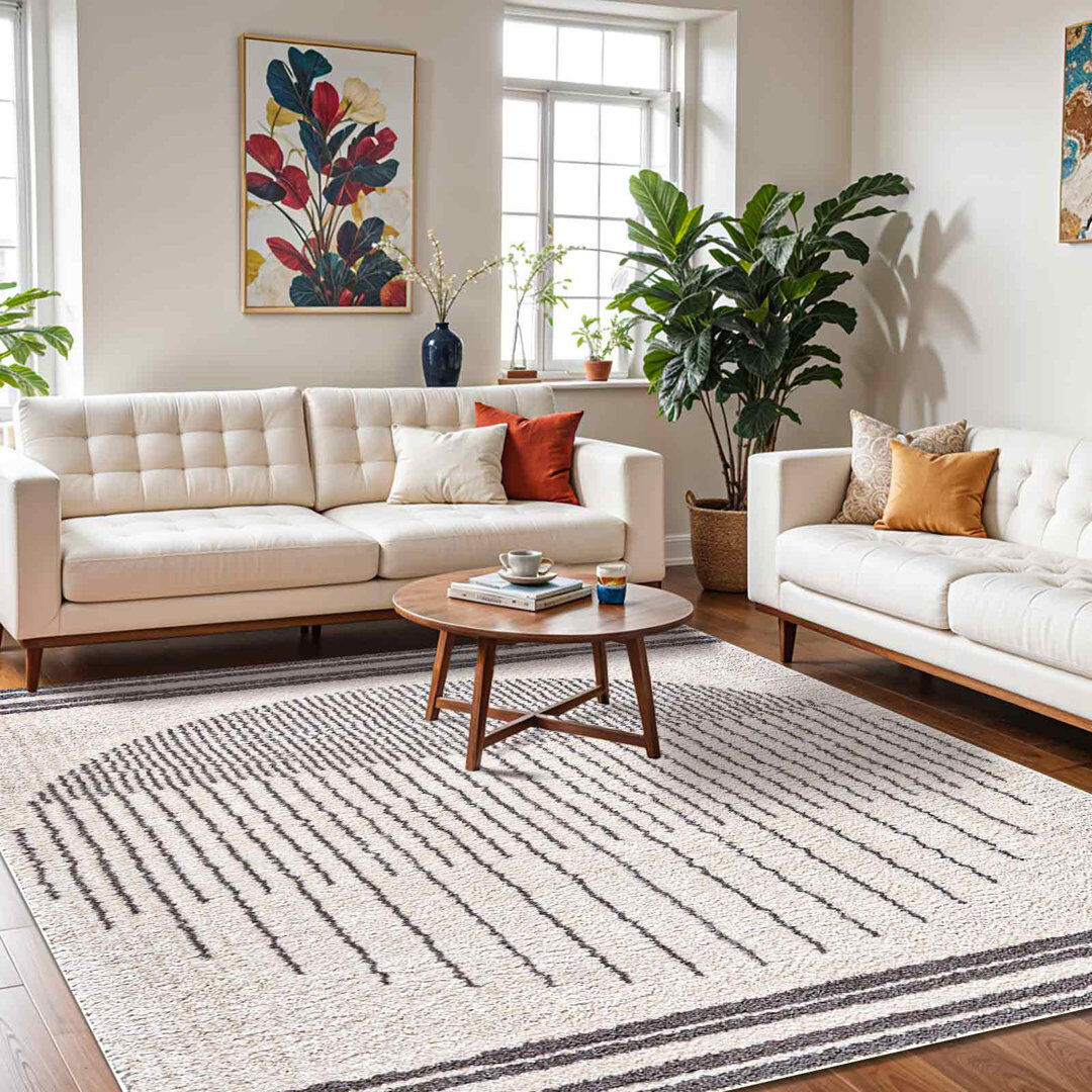 17 Stories Machine Washable Shaggy Boho Charcoal Area Rug Beige;Gray Rectangle 140 x 200cm