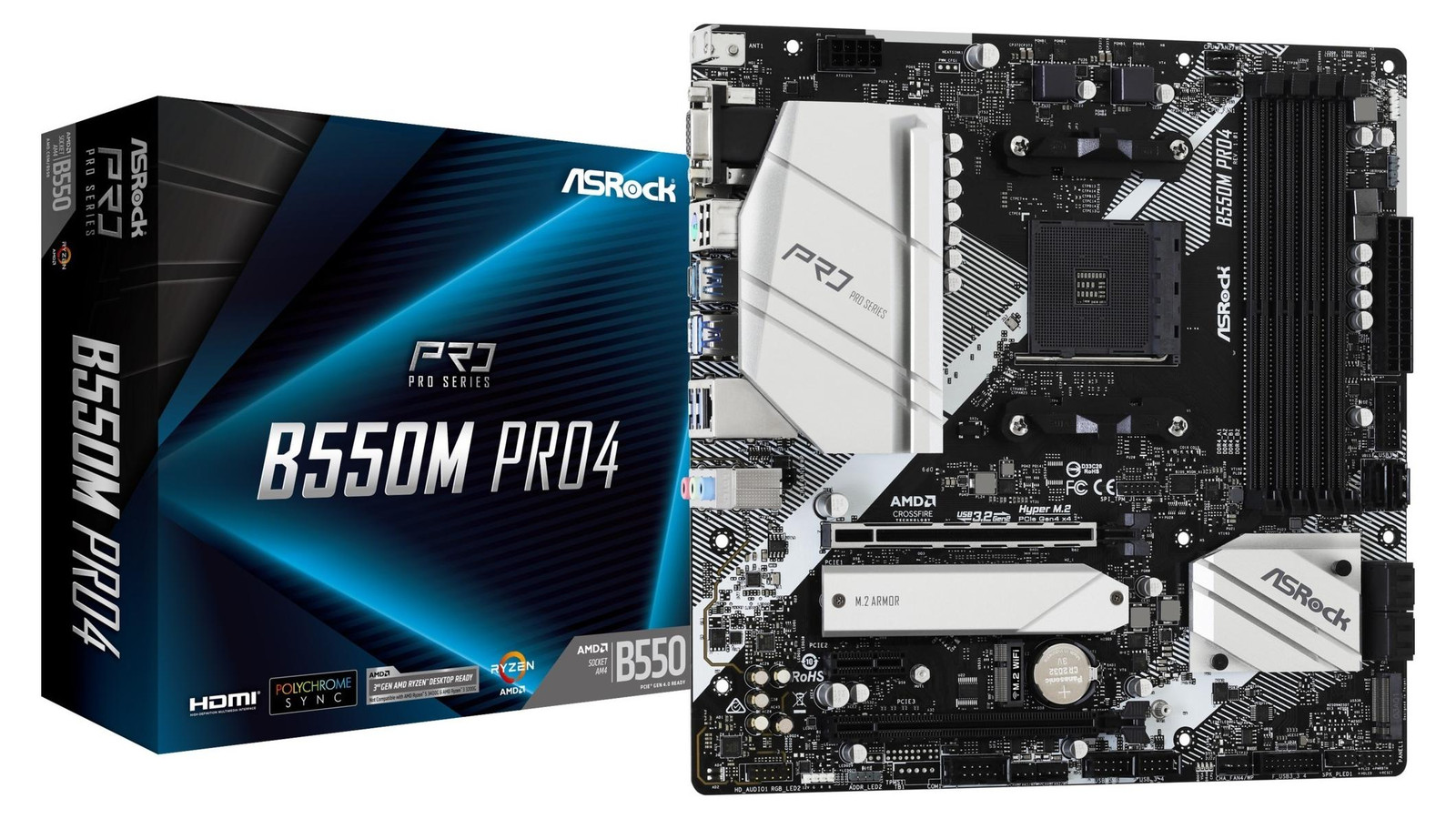 ASRock B550M Pro4 Micro ATX Moederbord Socket AM4 AMD B550
