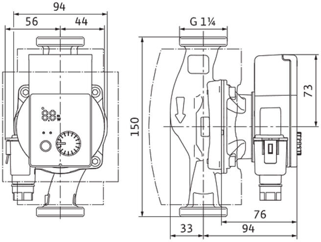 Wilo Pompe de circulation humide Yonos PICO-Z 20/0,5-4 150, G 1 1/4, 150 mm, 230 V (4255412)