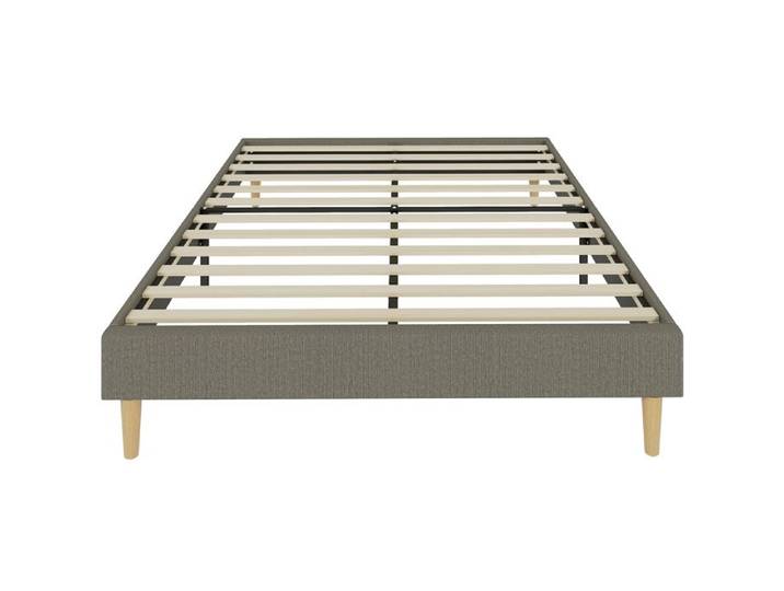 Cadre de lit - HOMCOM - 140 x 190 cm - sommier à lattes en bois lit double rembourré en velours côtelé - gris