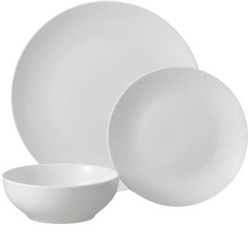KitchenNation White Stoneware Dinnerware Set, Dishwasher Microwave Safe, Elegant Tableware Bowls Plates For Formal And Casual Use White Stoneware Dinnerware Set, Dishwasher Microwave Safe, Elegant Tableware Bowls Plates For Formal And Casual Use