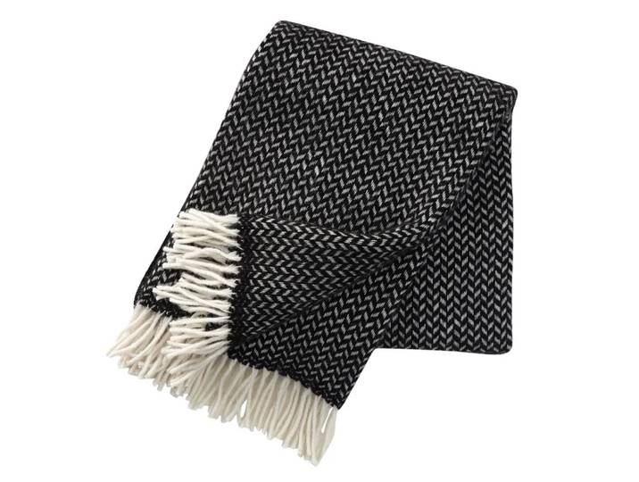 Klippan Yllefabrik Plaid en laine Polka noir
