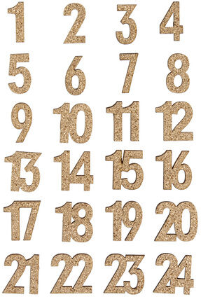 Adventskalenderzahlen "Glitzer", gold