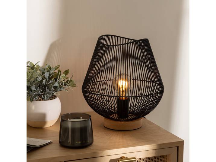 Atmosphera Jena Tafellamp - Zwarte Metalen Draad, 28 cm