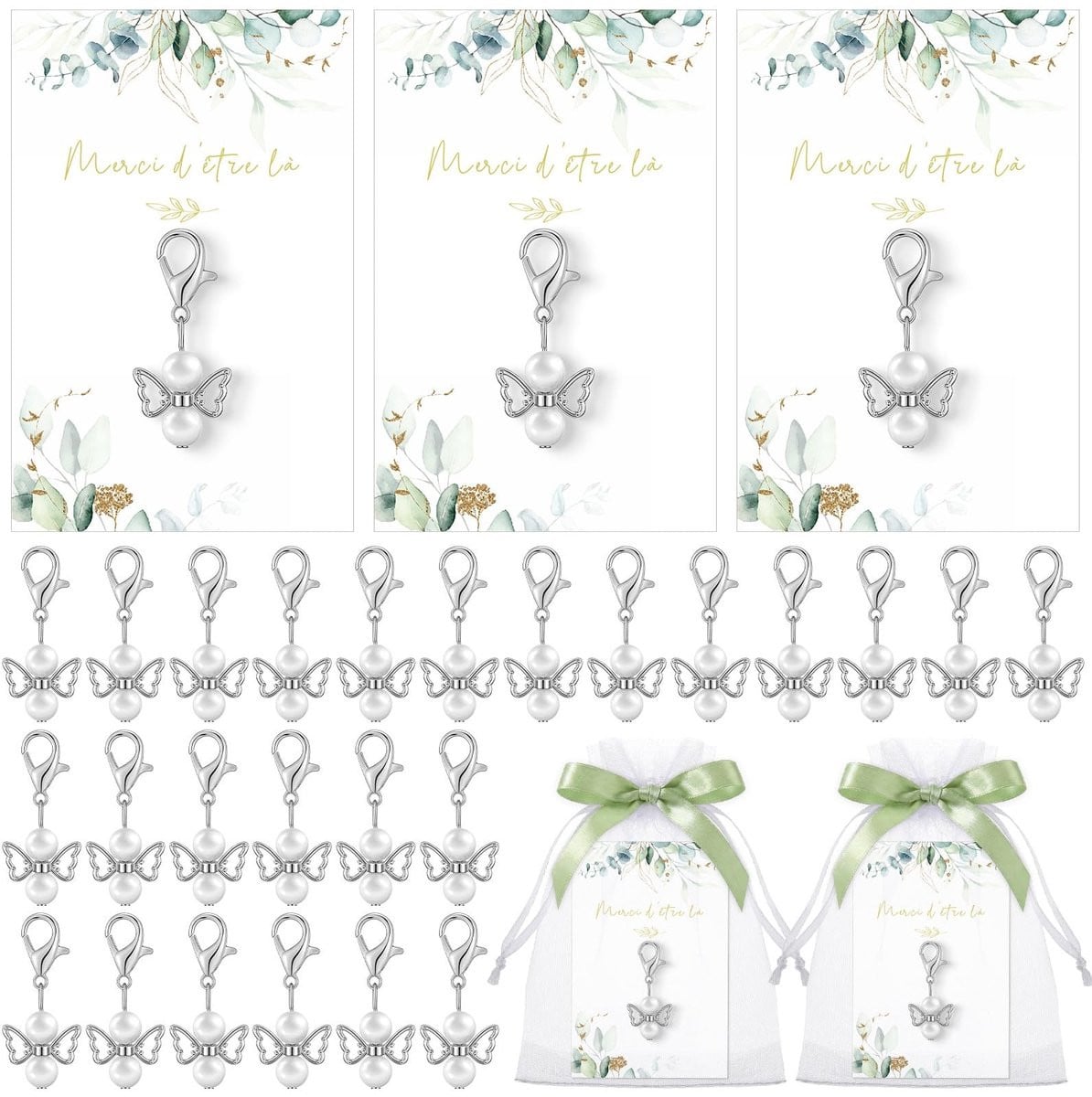 Omgoods 25-delige set bedankcadeaus met engel sleutelhangers