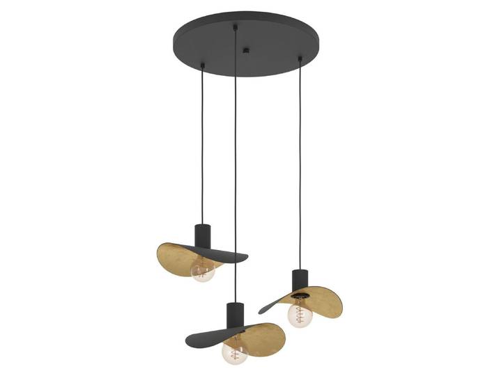 Suspension noire Saceda avec détails dorés\, 3 lumières