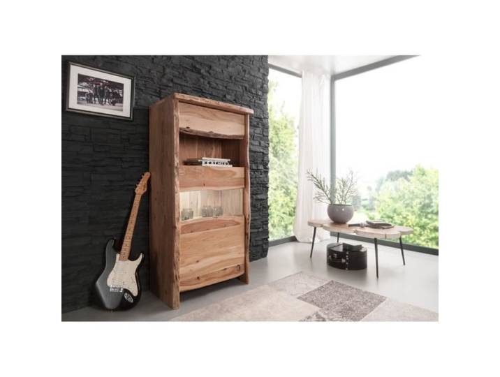 Vitrine - Bois massif d'acacia laqué (Bois naturel) - Design naturel - PURE EDGE 110