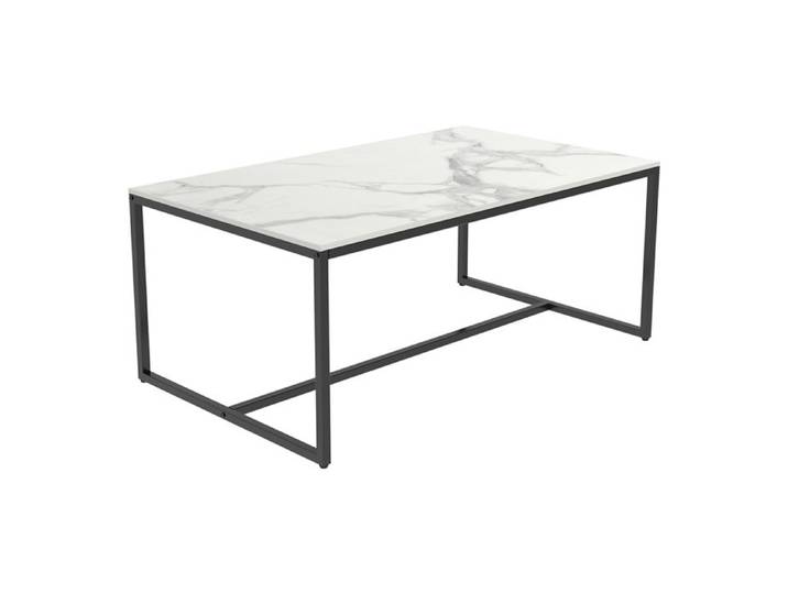 Table Basse Marbre de Salon Rectangulaire Design - Table Basse Moderne en Pierre Frittée - Blanc - 100x60x41.2cm