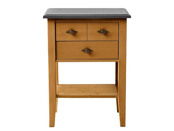 Console I 58cm Marron/Pin coloris lessivé/Pin gris