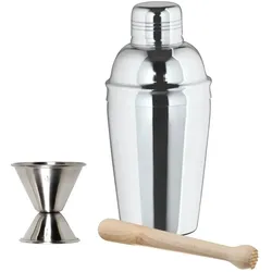 Edelstahl Cocktail Shaker Set - Profi Barkeeper Set mit Stößel & Jigger - Für Perfekte Cocktails & Drinks
